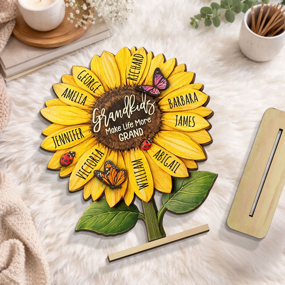 Grandkids Make Life More Grand - Personalized 2-Layered Wooden Plaque