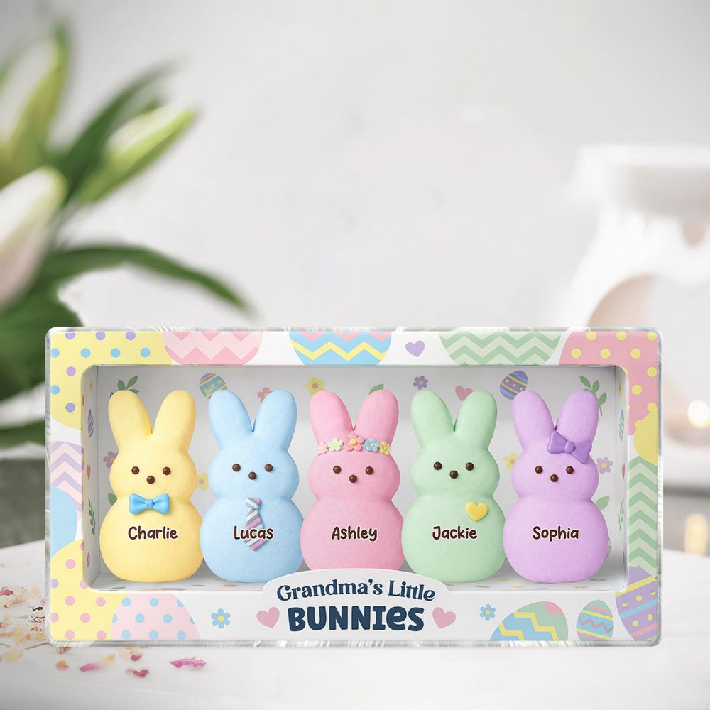 Grandma's Little Bunnies - Personalized Custom Grandkids Names Acrylic Block Plaque
