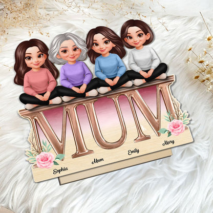 MUM And Daughters Sons - Personalised Floral 2-Layered Wooden Plaque