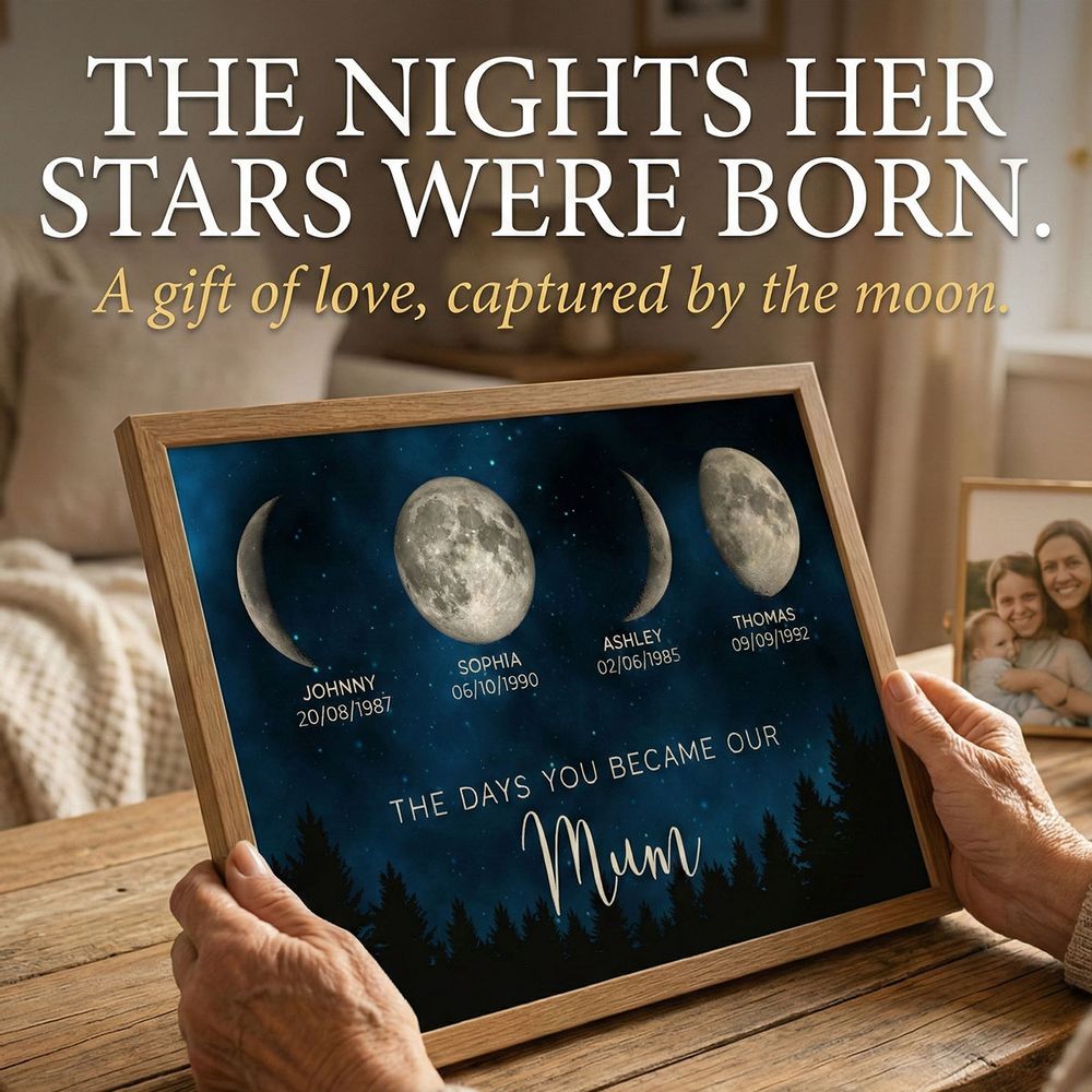 The Day You Became Mum - Personalised Galaxy Moon Phase Canvas / POster
