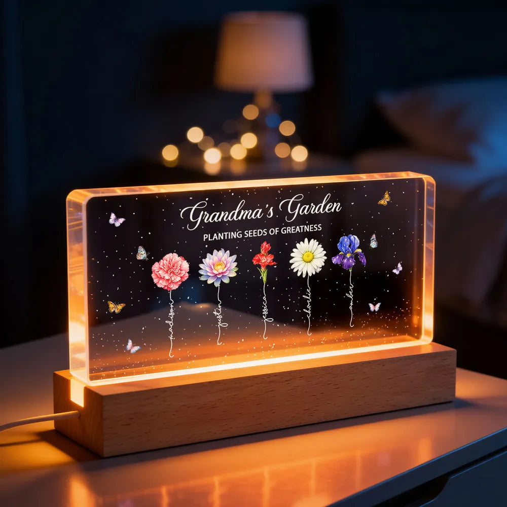 Grandma's Garden Planting Seeds of Greatness - Personalized Acrylic Block LED Night Light