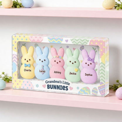 Grandma's Little Bunnies - Personalized Custom Grandkids Names Acrylic Block Plaque