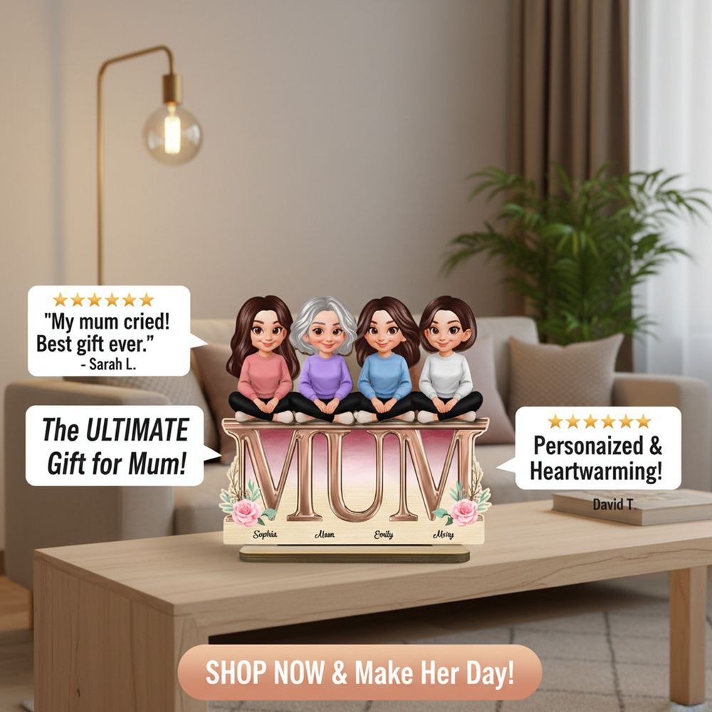 MUM And Daughters Sons - Personalised Floral 2-Layered Wooden Plaque