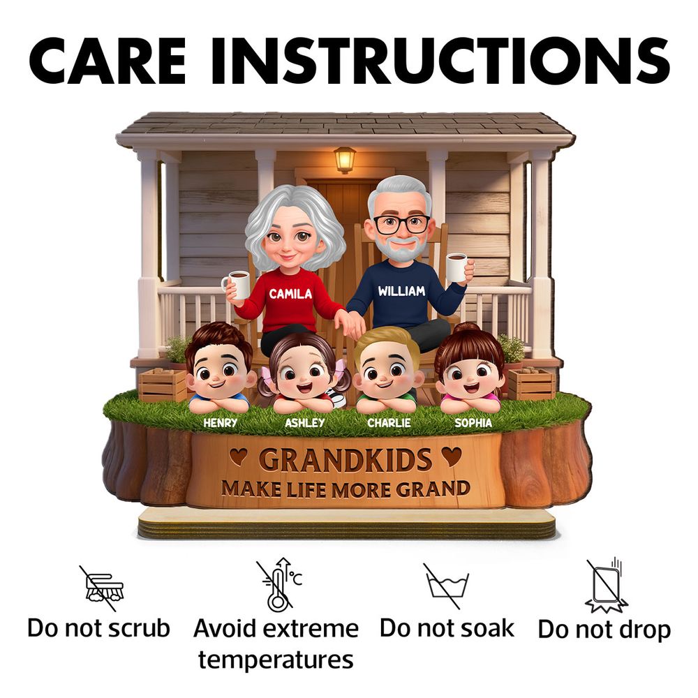 Grandkids Make Life Grand - Personalized Grandparents On The Front Porch 2-Layered Wooden Plaque