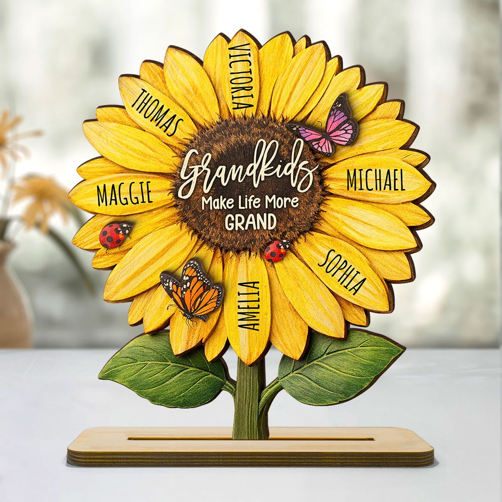 Grandkids Make Life More Grand - Personalized 2-Layered Wooden Plaque