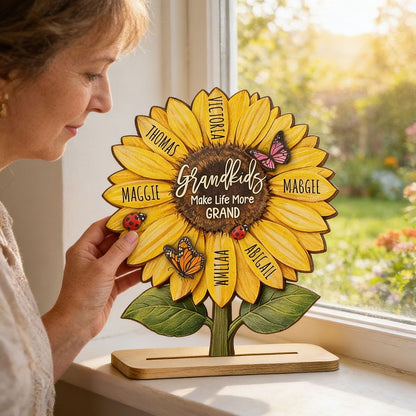 Grandkids Make Life More Grand - Personalized 2-Layered Wooden Plaque