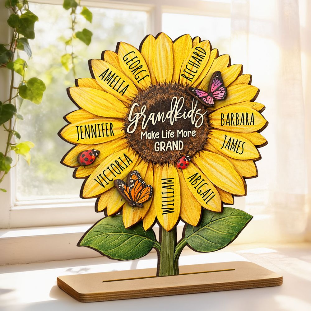 Grandkids Make Life More Grand - Personalized 2-Layered Wooden Plaque