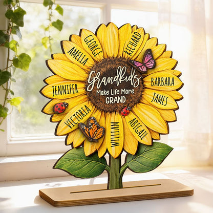 Grandkids Make Life More Grand - Personalized 2-Layered Wooden Plaque