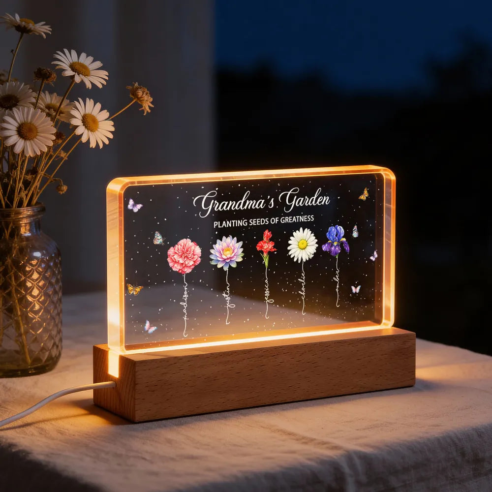 Grandma's Garden Planting Seeds of Greatness - Personalized Acrylic Block LED Night Light