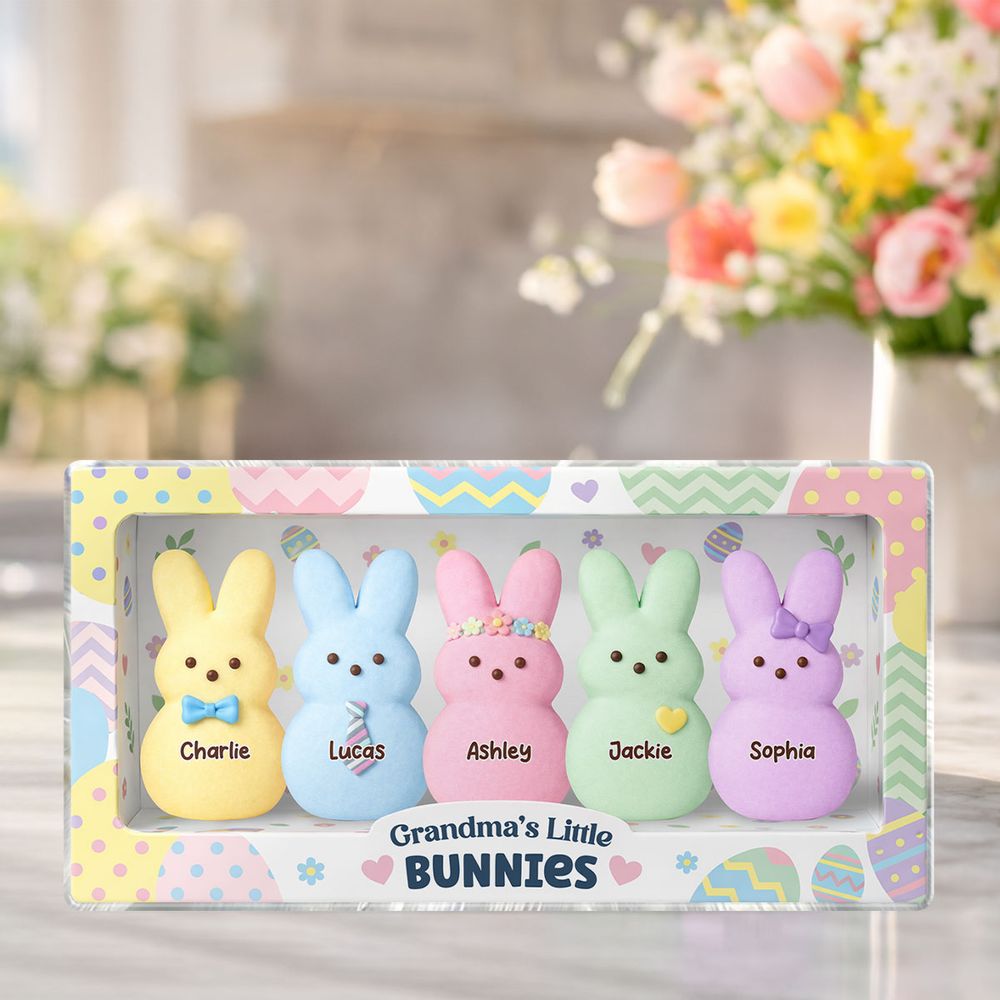 Grandma's Little Bunnies - Personalized Custom Grandkids Names Acrylic Block Plaque