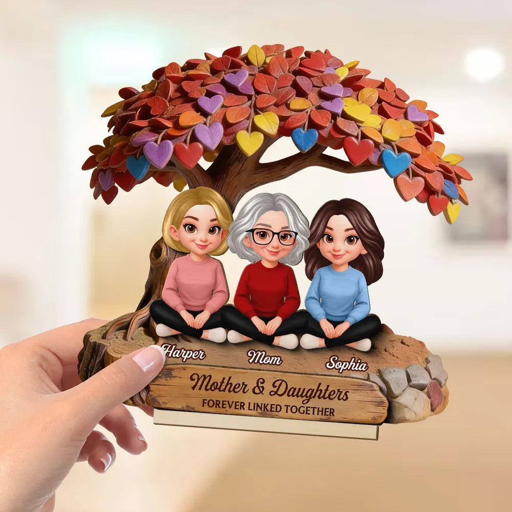 Mother & Daughter - Forever Linked Together - Personalized Plaque - Heartfelt Bond Gift