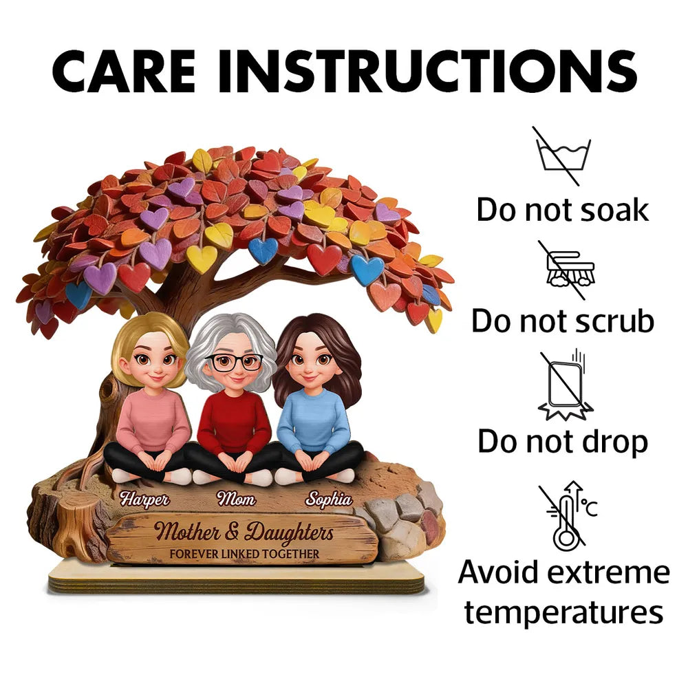 Mother & Daughter - Forever Linked Together - Personalized Plaque - Heartfelt Bond Gift