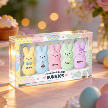 Grandma's Little Bunnies - Personalized Custom Grandkids Names Acrylic Block Plaque