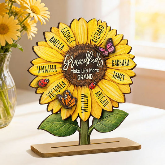 Grandkids Make Life More Grand - Personalized 2-Layered Wooden Plaque