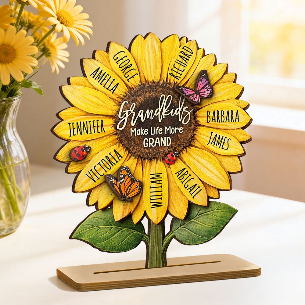 Grandkids Make Life More Grand - Personalized 2-Layered Wooden Plaque