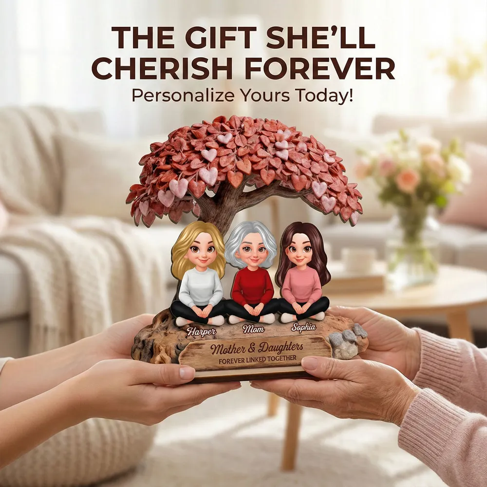 Mother & Daughters - Forever linked together - Personalized Plaque - Gift For Mom