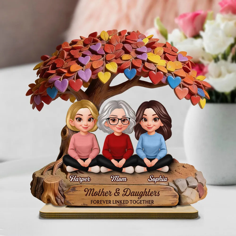 Mother & Daughter - Forever Linked Together - Personalized Plaque - Heartfelt Bond Gift