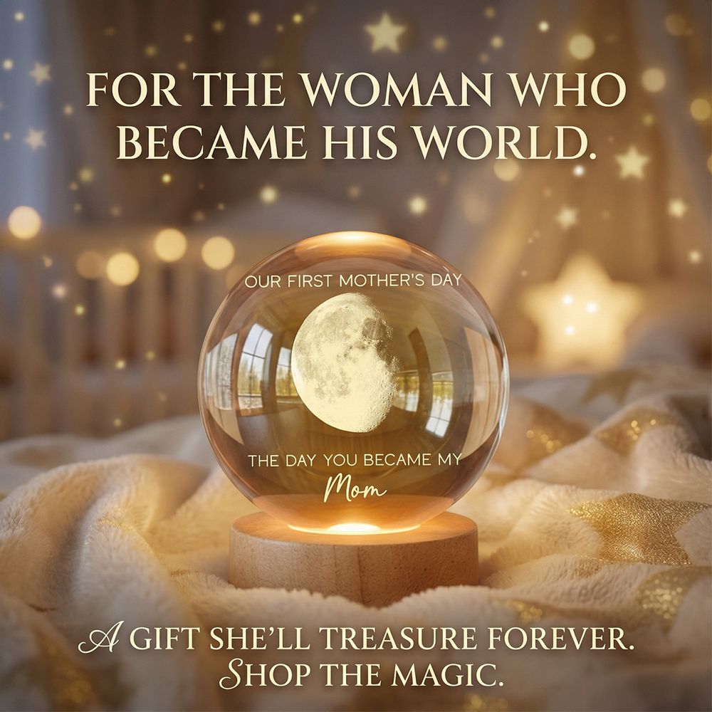The Day You Became My Mom - Personalized Custom Moon Phase Crystal Ball LED Night Light