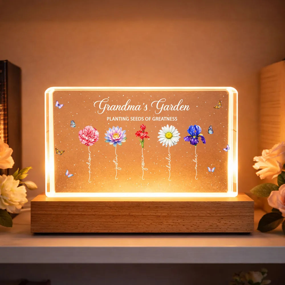 Grandma's Garden Planting Seeds of Greatness - Personalized Acrylic Block LED Night Light