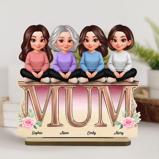 MUM And Daughters Sons - Personalised Floral 2-Layered Wooden Plaque