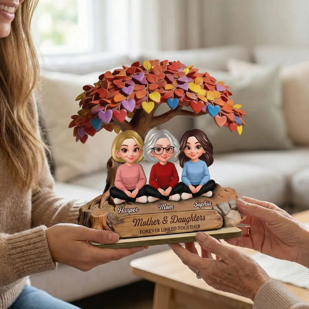 Mother & Daughter - Forever Linked Together - Personalized Plaque - Heartfelt Bond Gift