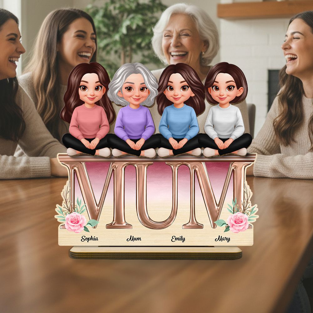 MUM And Daughters Sons - Personalised Floral 2-Layered Wooden Plaque
