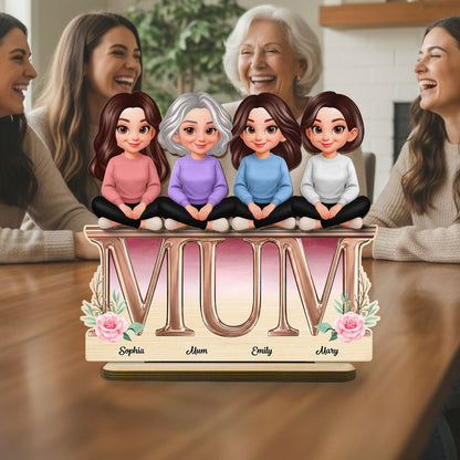 MUM And Daughters Sons - Personalised Floral 2-Layered Wooden Plaque