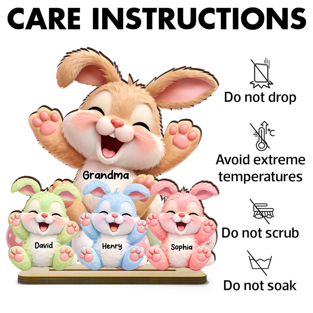 Grandma Bunny Easter Eggs - Personalized 2-Layered Wooden Plaque