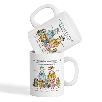 Nanny & Grandad’s Flock - Cute Watercolor Ducks - Personalized Mug