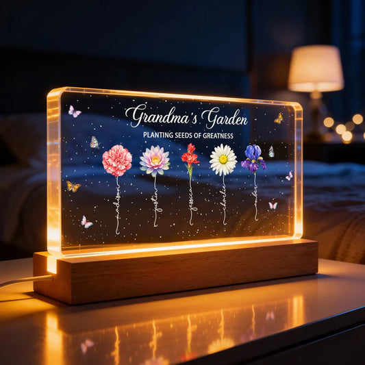 Grandma's Garden Planting Seeds of Greatness - Personalized Acrylic Block LED Night Light