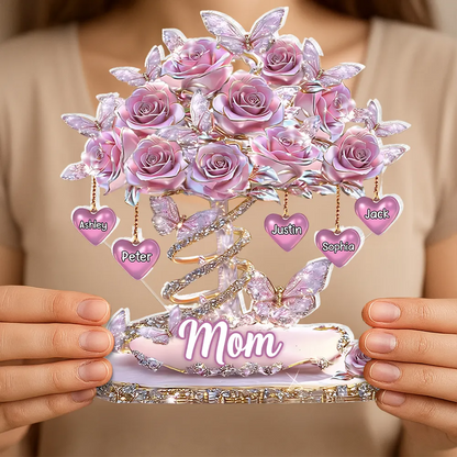 Personalized Best Mom Ever Heart Tree Acrylic Block Plaque - Heartfelt Gift For Mom, Grandma