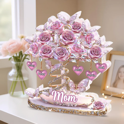 Personalized Best Mom Ever Heart Tree Acrylic Block Plaque - Heartfelt Gift For Mom, Grandma