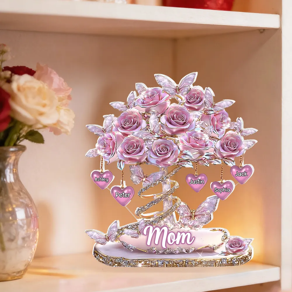 Personalized Best Mom Ever Heart Tree Acrylic Block Plaque - Heartfelt Gift For Mom, Grandma