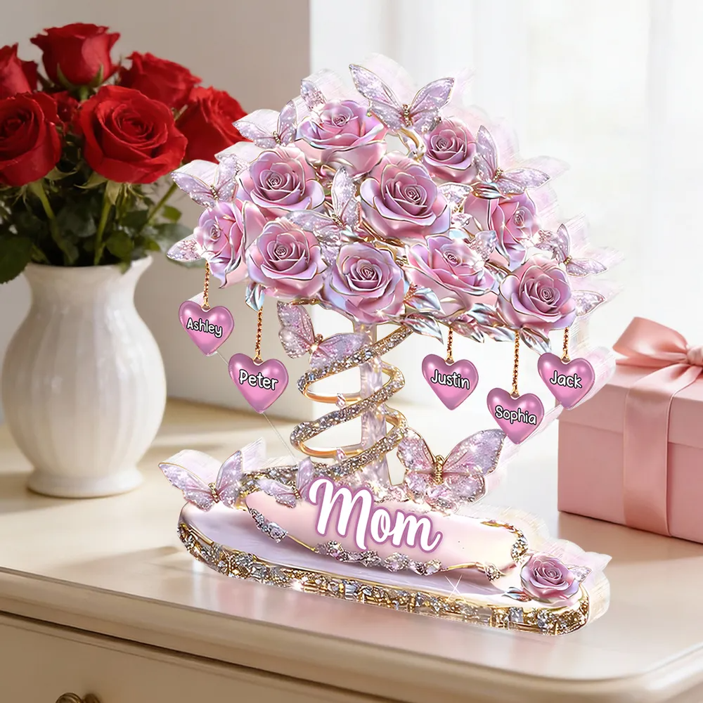 Personalized Best Mom Ever Heart Tree Acrylic Block Plaque - Heartfelt Gift For Mom, Grandma