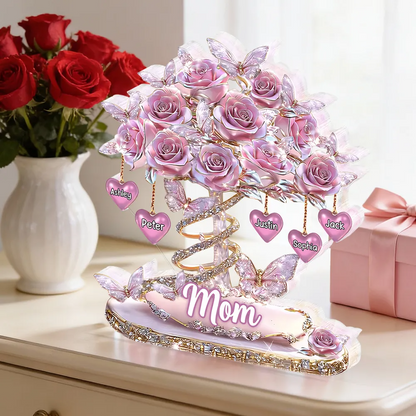 Personalized Best Mom Ever Heart Tree Acrylic Block Plaque - Heartfelt Gift For Mom, Grandma