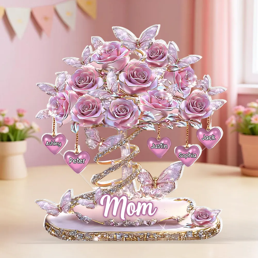 Personalized Best Mom Ever Heart Tree Acrylic Block Plaque - Heartfelt Gift For Mom, Grandma