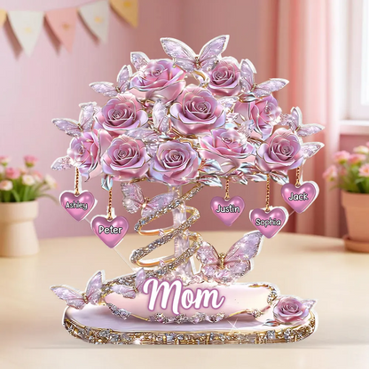Personalized Best Mom Ever Heart Tree Acrylic Block Plaque - Heartfelt Gift For Mom, Grandma