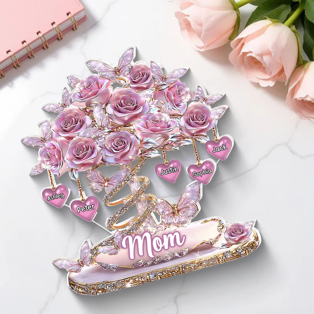 Personalized Best Mom Ever Heart Tree Acrylic Block Plaque - Heartfelt Gift For Mom, Grandma