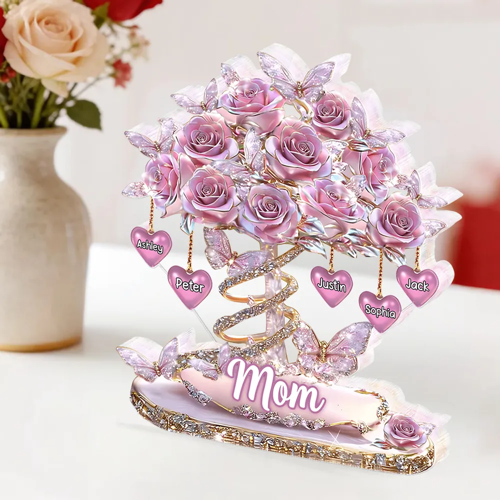 Personalized Best Mom Ever Heart Tree Acrylic Block Plaque - Heartfelt Gift For Mom, Grandma