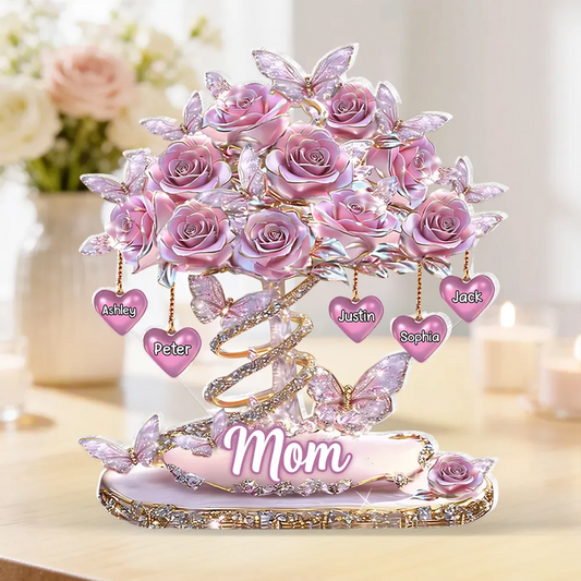 Personalized Best Mom Ever Heart Tree Acrylic Block Plaque - Heartfelt Gift For Mom, Grandma
