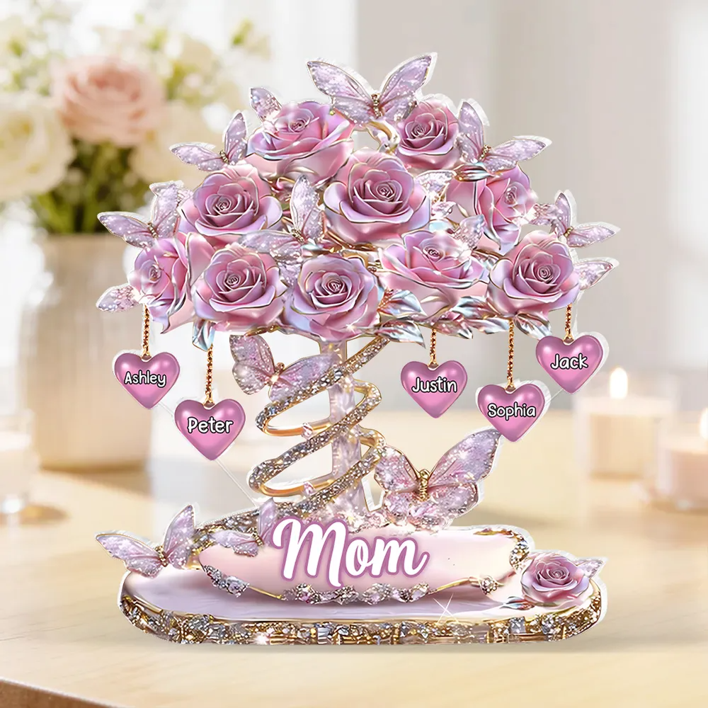 Personalized Best Mom Ever Heart Tree Acrylic Block Plaque - Heartfelt Gift For Mom, Grandma