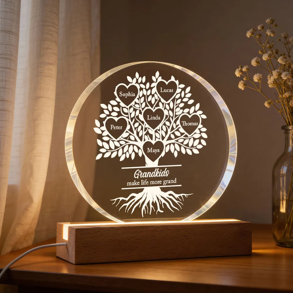 Grandkids Make Life More Grand - Personalized Acrylic Block LED Night Light