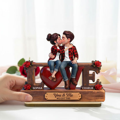 Eternal Rose LOVE Couple Forever Together - Personalized 2-Layered Wooden Plaque