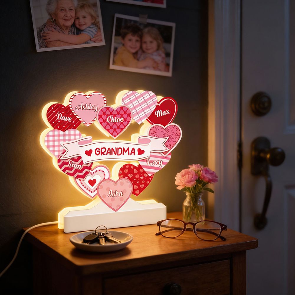 Personalized Grandma's Sweethearts Light Box - Coquette Valentine's Day Gift For Grandma