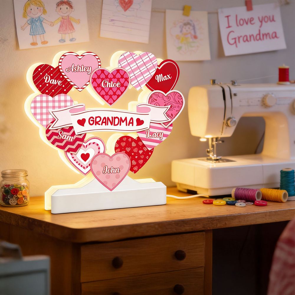 Personalized Grandma's Sweethearts Light Box - Coquette Valentine's Day Gift For Grandma