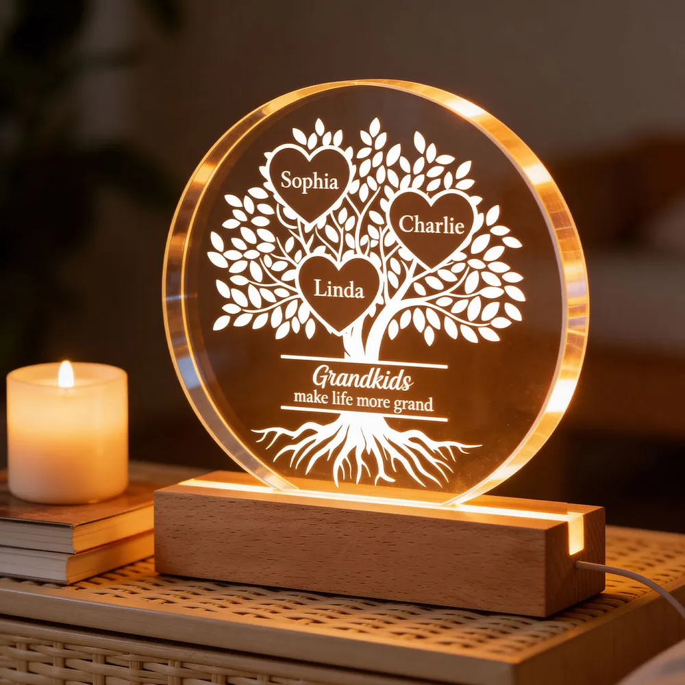 Grandkids Make Life More Grand - Personalized Acrylic Block LED Night Light