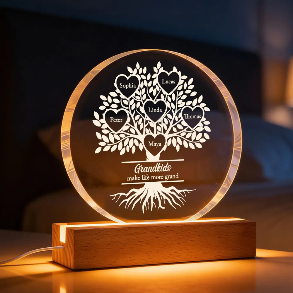 Grandkids Make Life More Grand - Personalized Acrylic Block LED Night Light