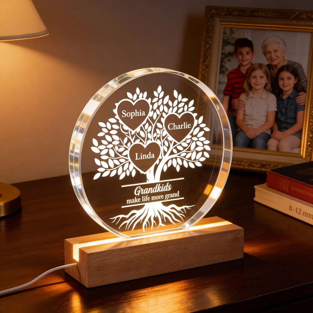 Grandkids Make Life More Grand - Personalized Acrylic Block LED Night Light