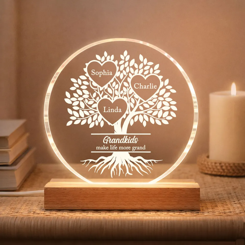 Grandkids Make Life More Grand - Personalized Acrylic Block LED Night Light