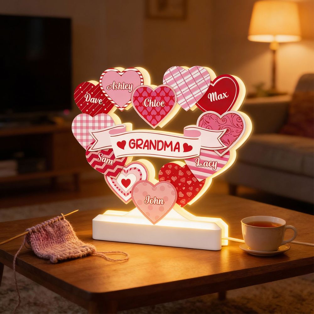 Personalized Grandma's Sweethearts Light Box - Coquette Valentine's Day Gift For Grandma